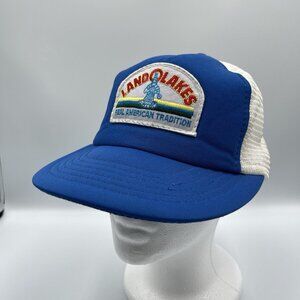 Vintage Trucker Baseball Hat Mesh Land O Lakes Patch Logo Milk Farm Ag Snapback